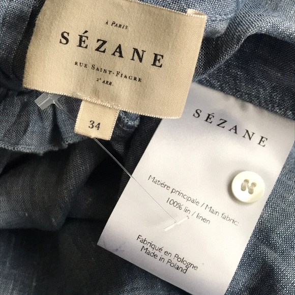 Sezane Juliette linen chambray blouse 34 2 - Picture 12 of 16